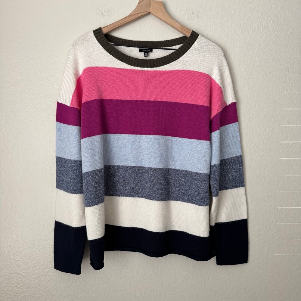Talbots Womens Multicolor Striped Sweater Pullover Longsleeve Soft Top Size XL